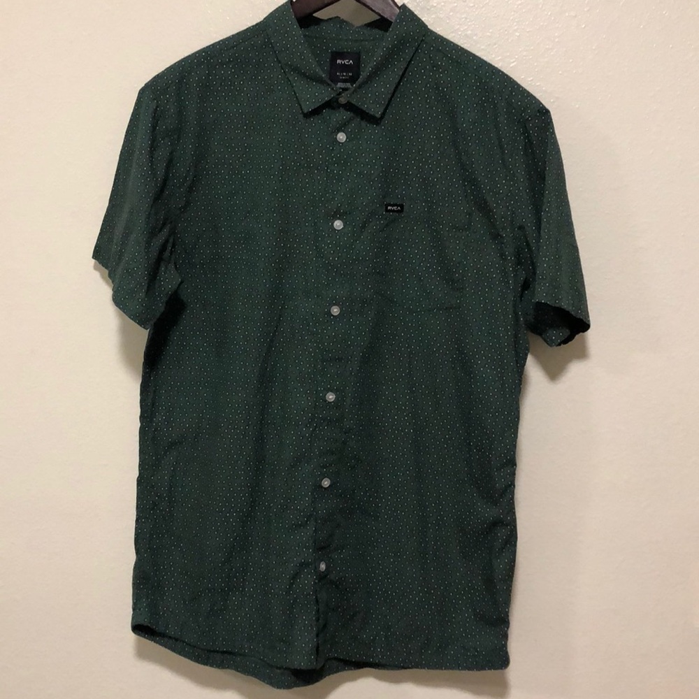 RVCA shirt-sleeve green dress shirt